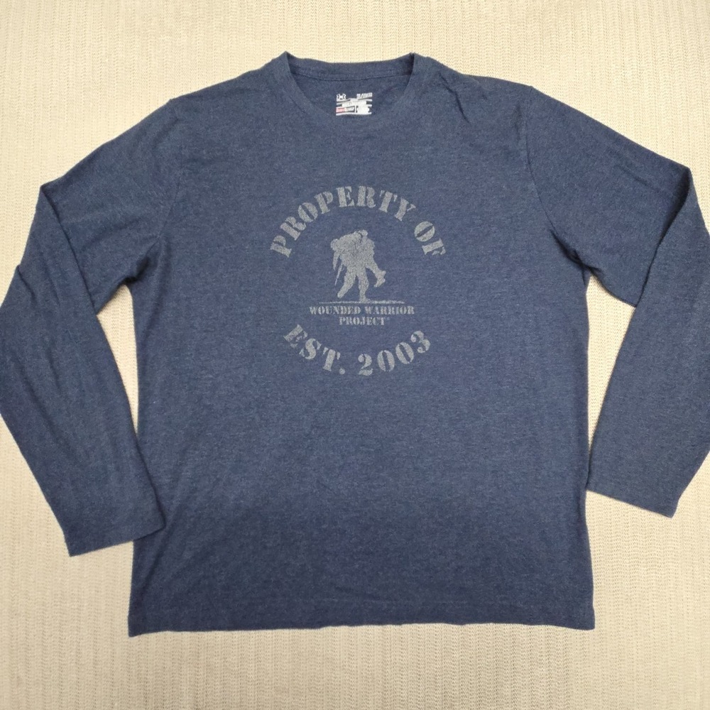 Under Armour Shirt Mens XL Blue Long Sleeve HeatGear Wounded Warrior Project